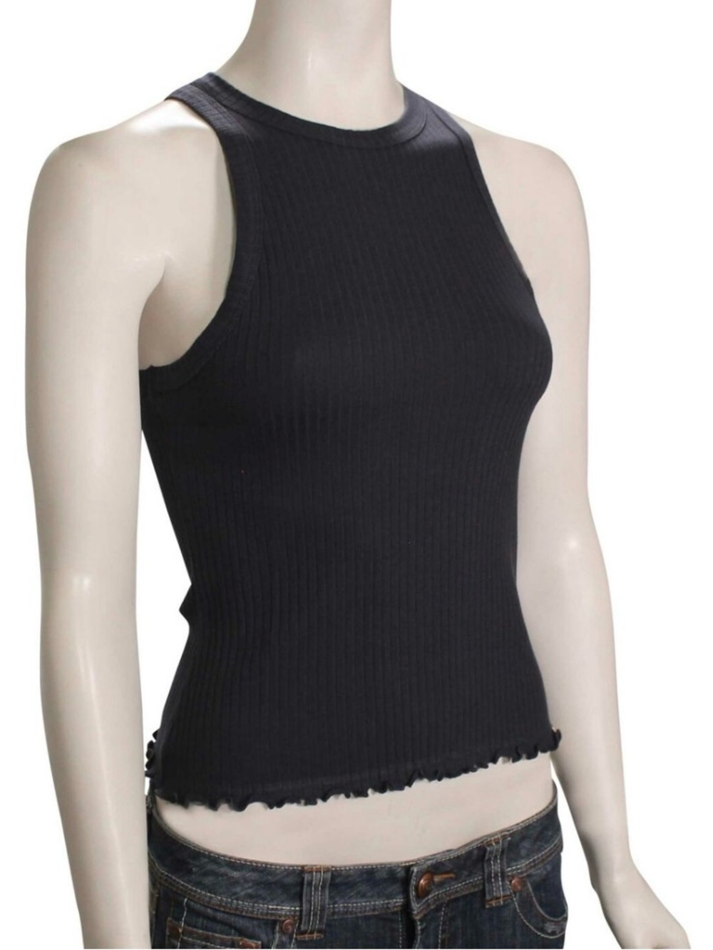 Billabong Black Ribbed High-Neck Tank